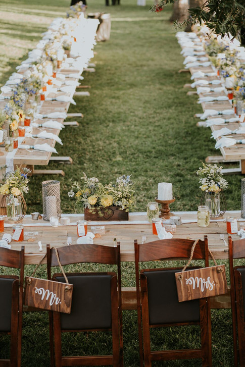 FARMHOUSE TRESTLE TABLES
Our rustic Trestle Tables are built from reclaimed wood. No single table is alike. They're "imperfectly perfect" for any occasion.
Dimensions: 96" x 36 x 31"
Seats 6 - 10 guests
Qty: 14