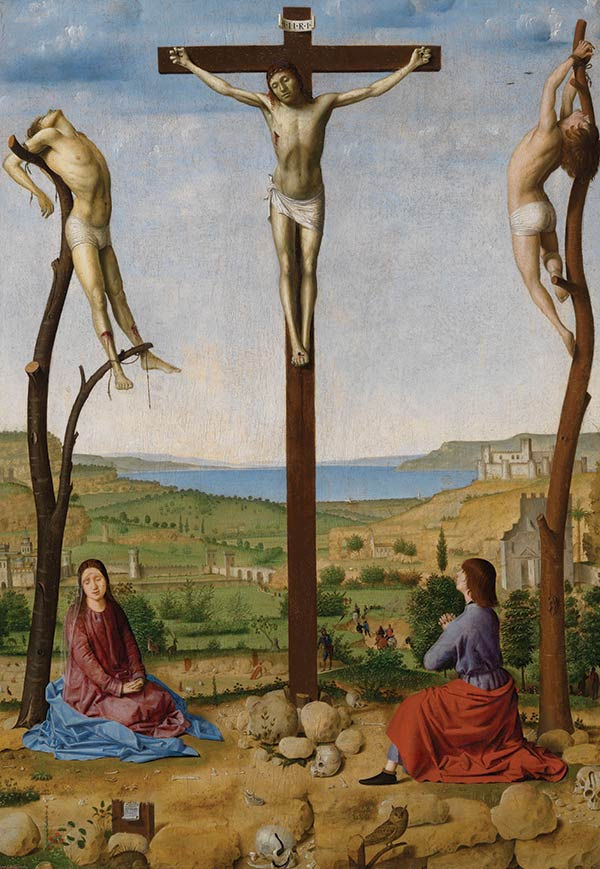 Antonello da Messina, Calvary, oil on wood, 1475. Wikimedia Commons.