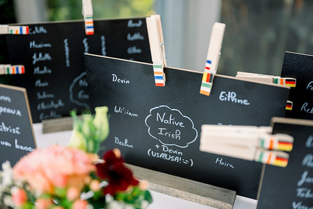 Namensschilder auf der Hochzeit am Bodensee