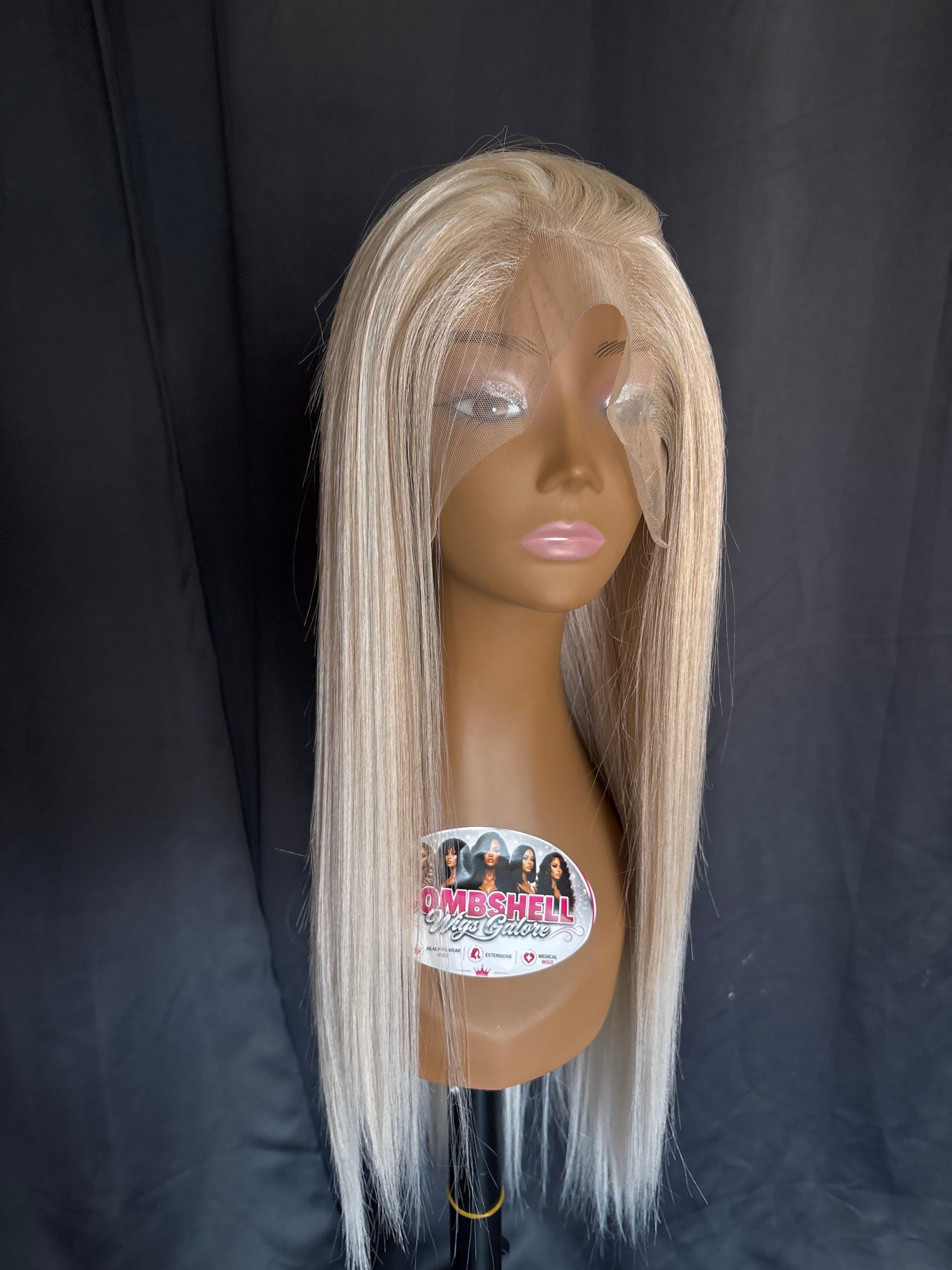 Honey & Cream Straight – 22” Ash Blonde Ombre Wig
