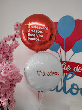 Balão com Logo nas Cores Branco e Vermelho Empresa Bradesco