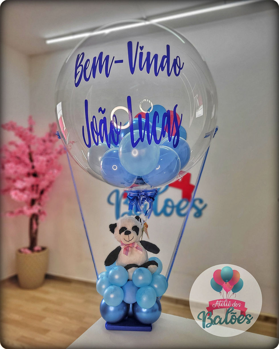 Miniatura: Arranjo com Balões Personalizado para Maternidade – Decoração “Bem-vindos ” com Pelúcia  Surpreenda na recepção
