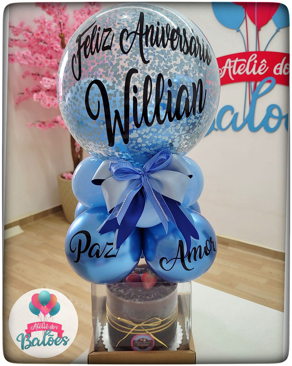 Miniatura: Balloon Cake Santorini | com Bolo 1Kg