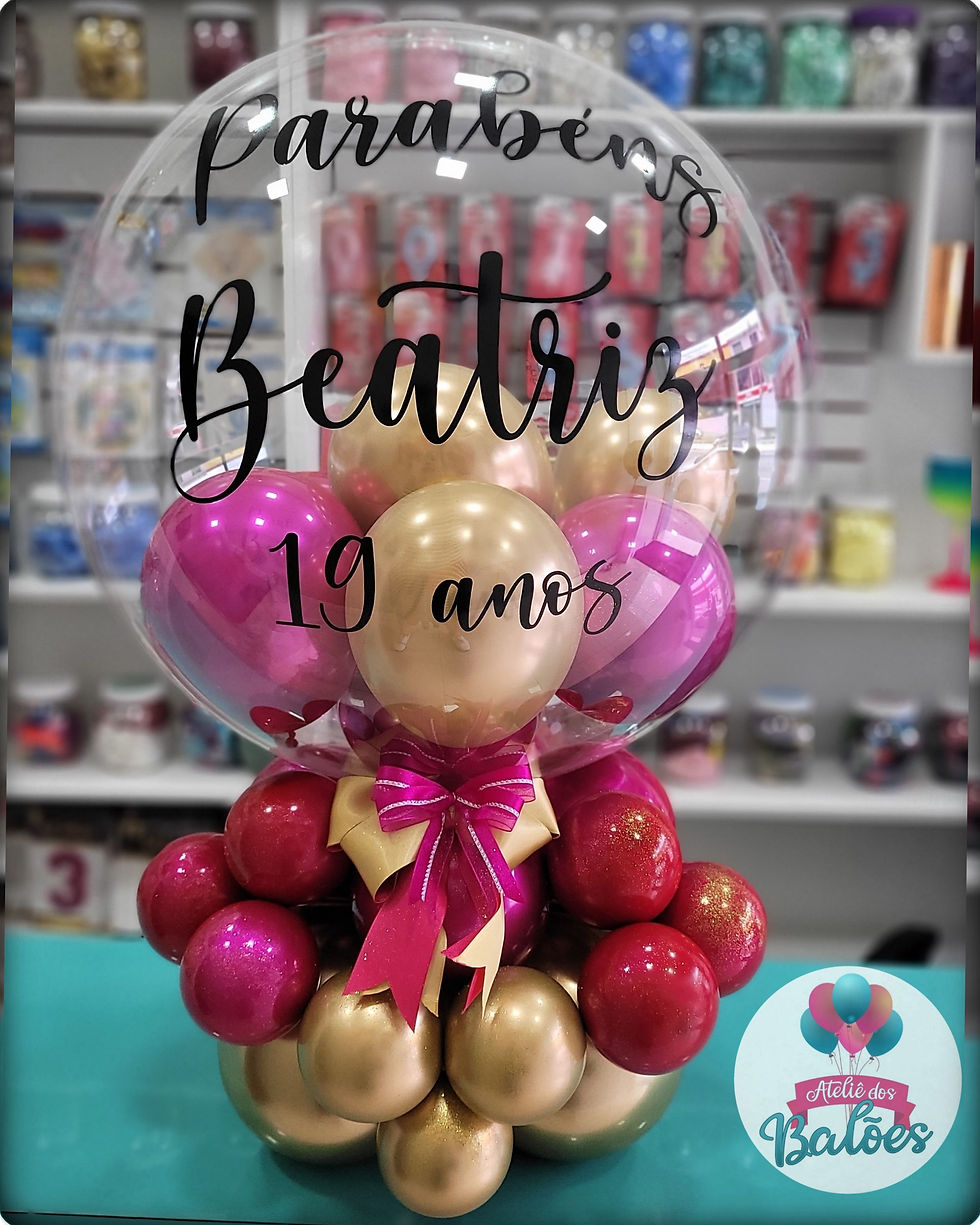 Miniatura: Balões de Aniversário personalizados em tons de vermelho e dourado  para maternidade.