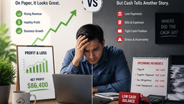 Balancing the Books: A Business Owner Faces the Dilemma of Healthy Profits Versus Strained Cash Flow.