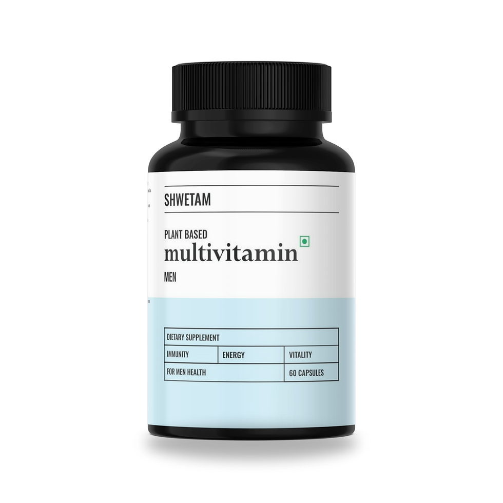 SHWETAM men’s plant-based multivitamin bottle, 60 capsules, for immunity, energy, vitality, men’s health