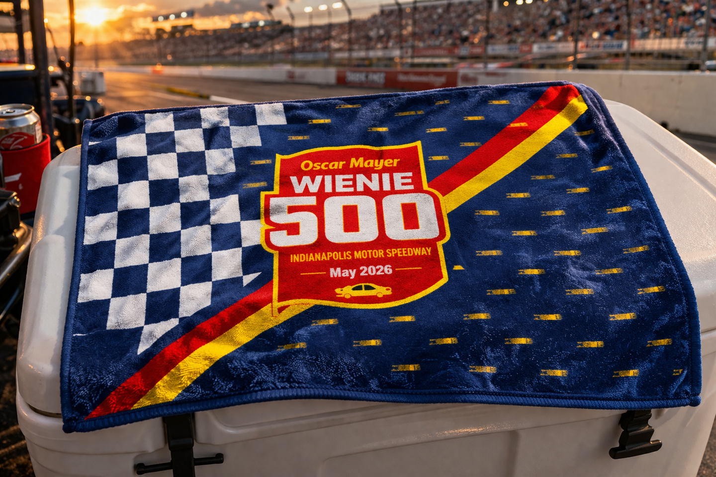 Racing vibes at sunset with towel