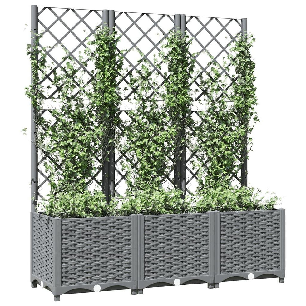 Thumbnail: vidaXL Garden Planter with Trellis Light Grey 120x40x136 cm PP