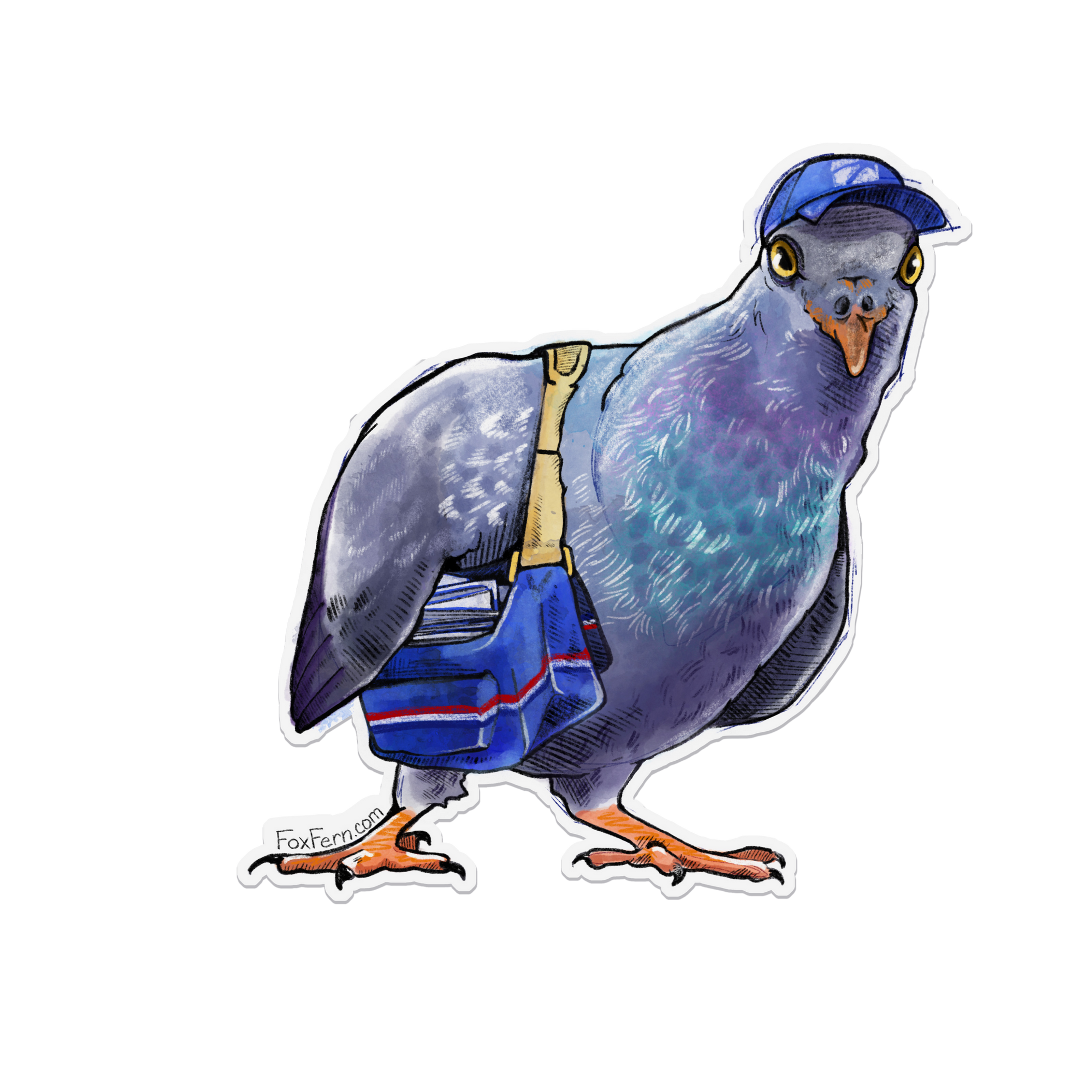 Sticker - Letter Carrier Pigeon - Plastic - 1.5" x 2" - PACK OF 5