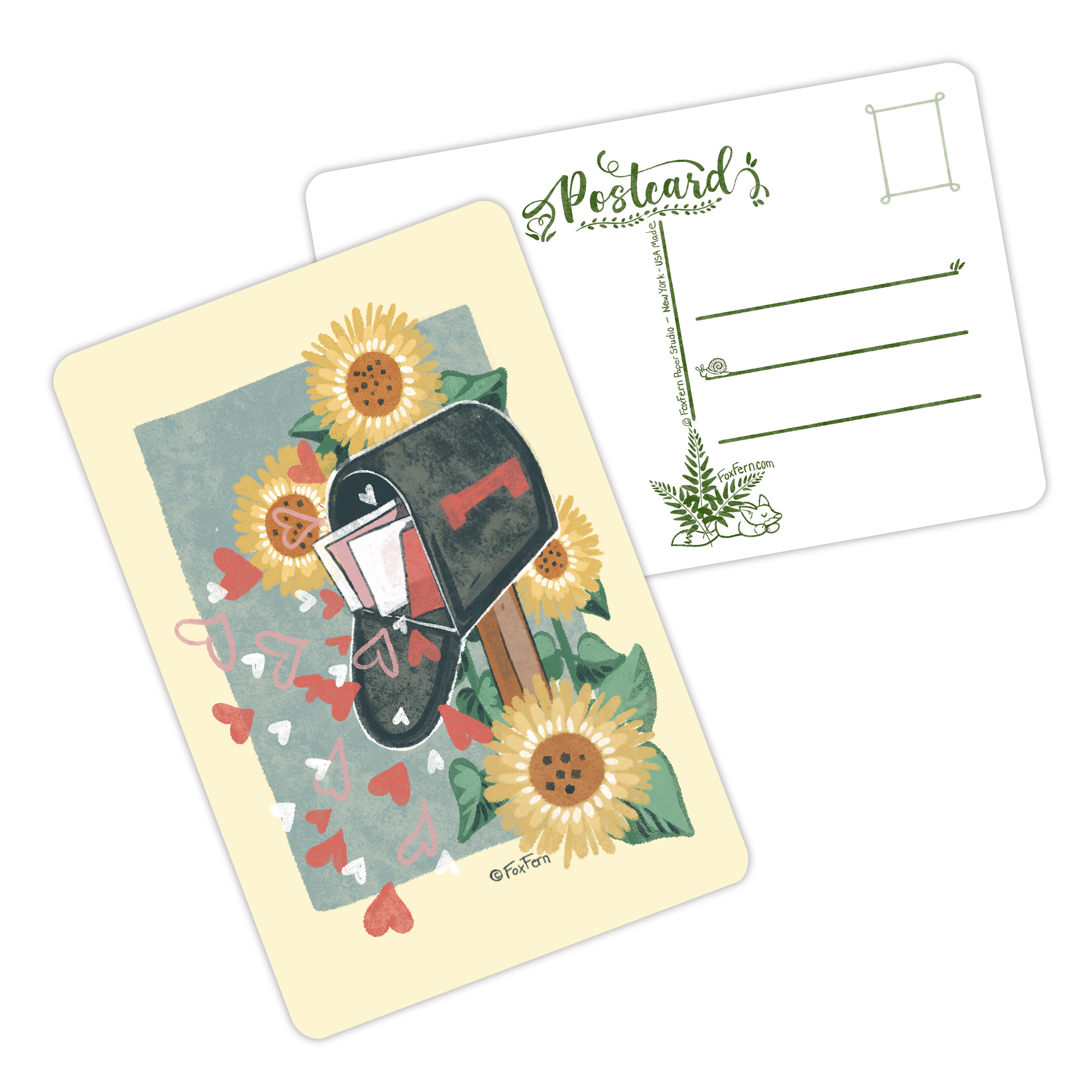 Sunflower Mailbox - Pack of 5 Standard Postcards - Extra Sturdy - 4x6"