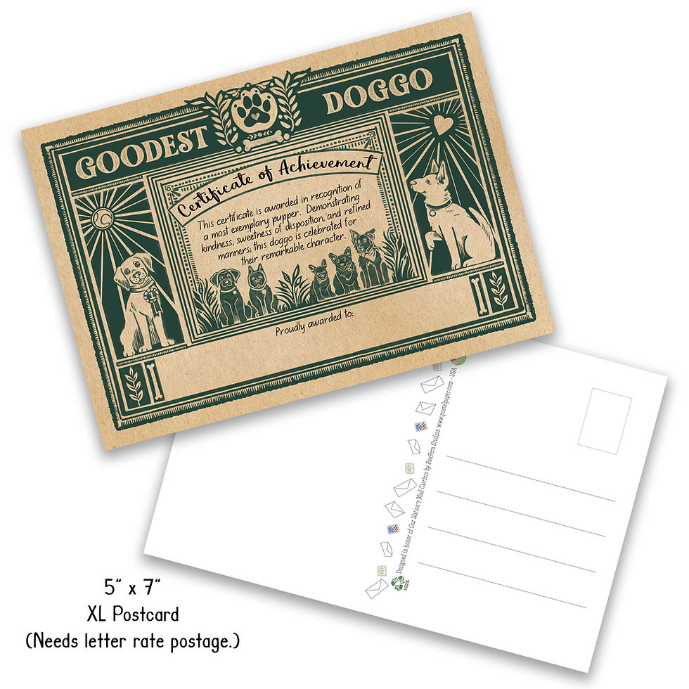 Thumbnail: Good Dog Award -Extra Large 5"x7"  Postcard with Standard Blank Back
