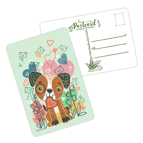 ''Puppy Love''ポストカードの額装 Puppy Love - Pack of 5 Standard Postcards - Extra Sturdy - 4x6