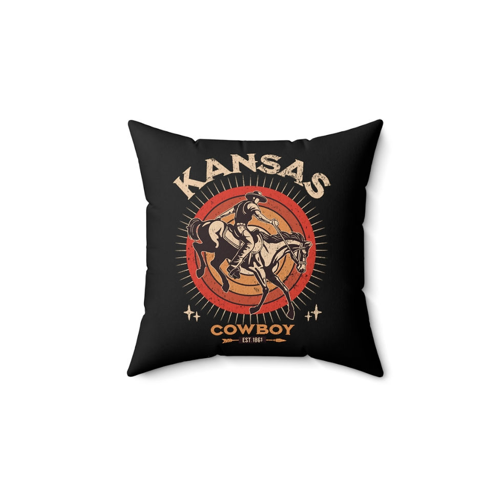 Thumbnail: Kansas Cowboy: Spun Polyester Square Pillow