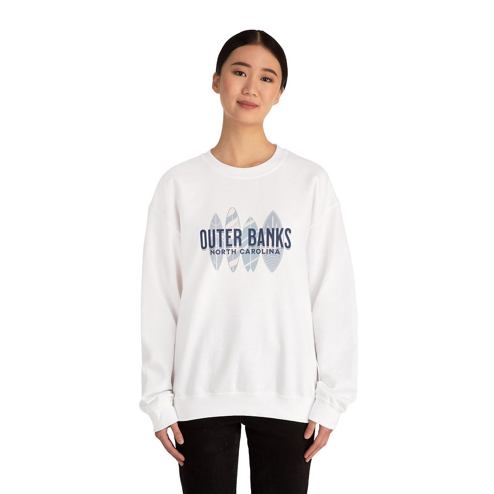 Thumbnail: Outer Banks North Carolina Surfboard Crewneck Sweatshirt
