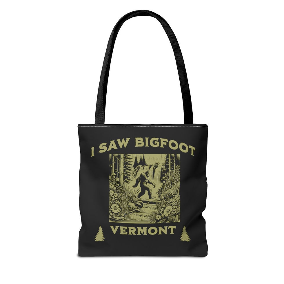 Thumbnail: I Saw Bigfoot Vermont: Tote Bag (AOP)