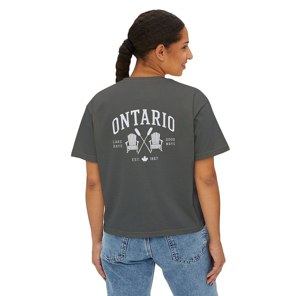 Thumbnail: Ontario Vintage Graphic Boxy Tee — Women’s Casual Crop T-Shirt