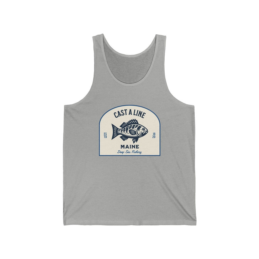 Thumbnail: Cast a Line Maine: Unisex Jersey Tank