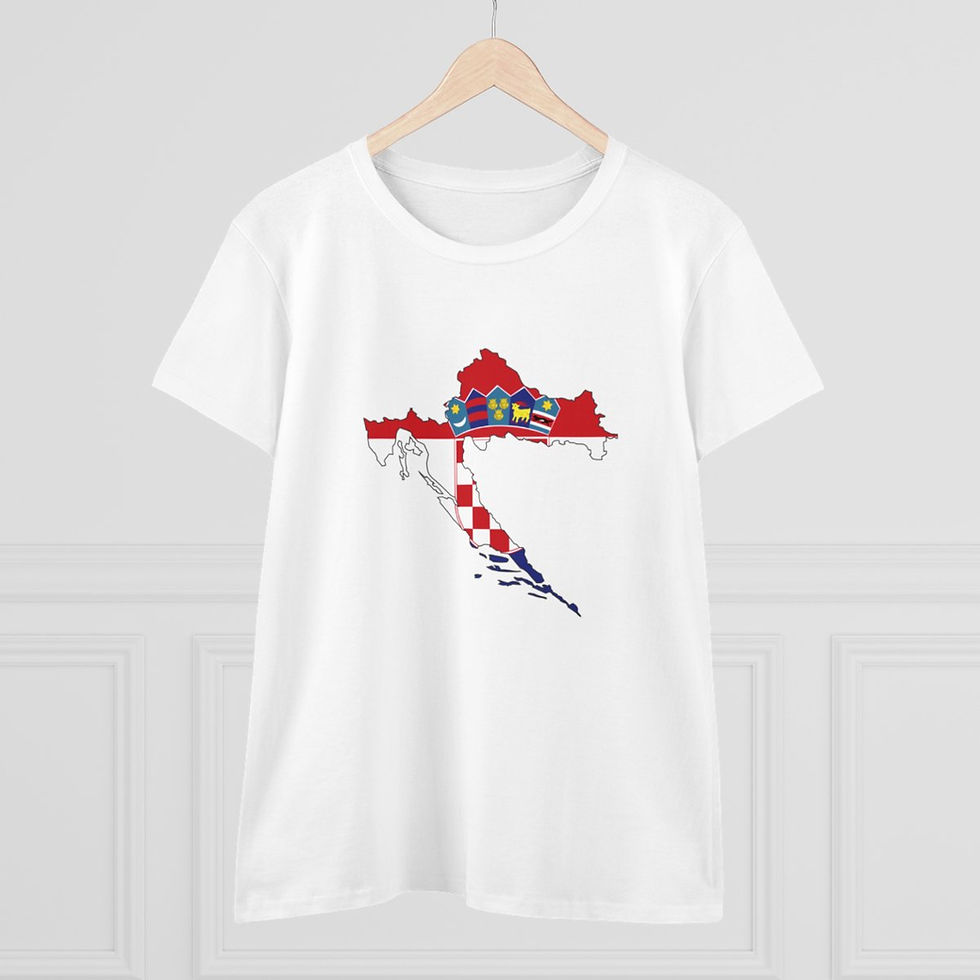 Thumbnail: Croatia Map with Flag: Women's Midweight Cotton Tee