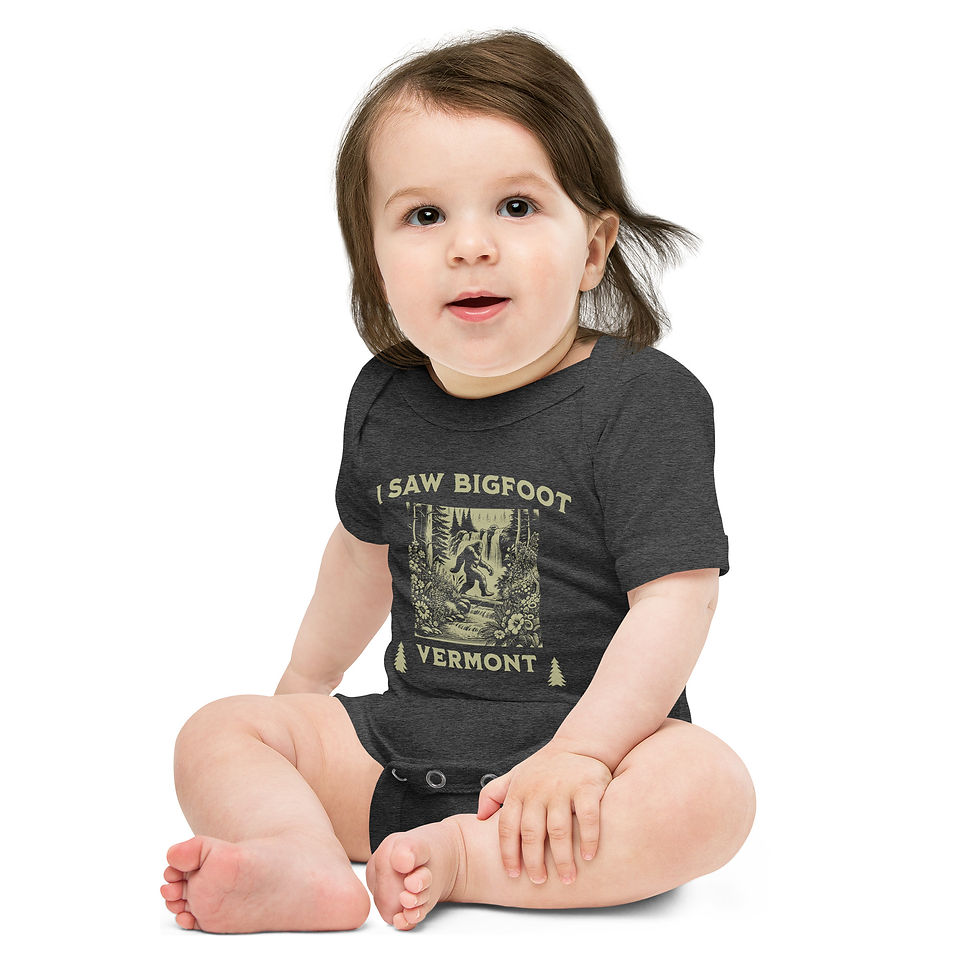 Thumbnail: I Saw Bigfoot Vermont: Baby short sleeve one piece