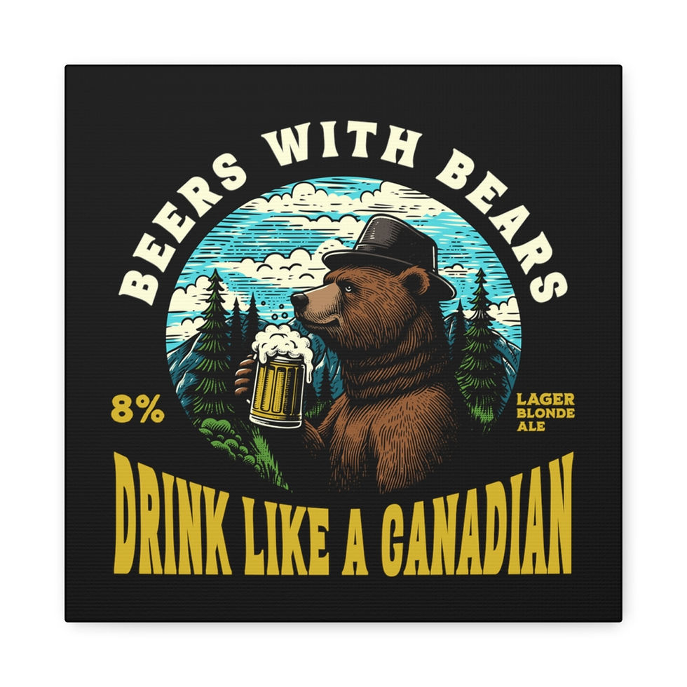 Thumbnail: Beers with Bears Canada: Matte Canvas, Stretched, 1.25"