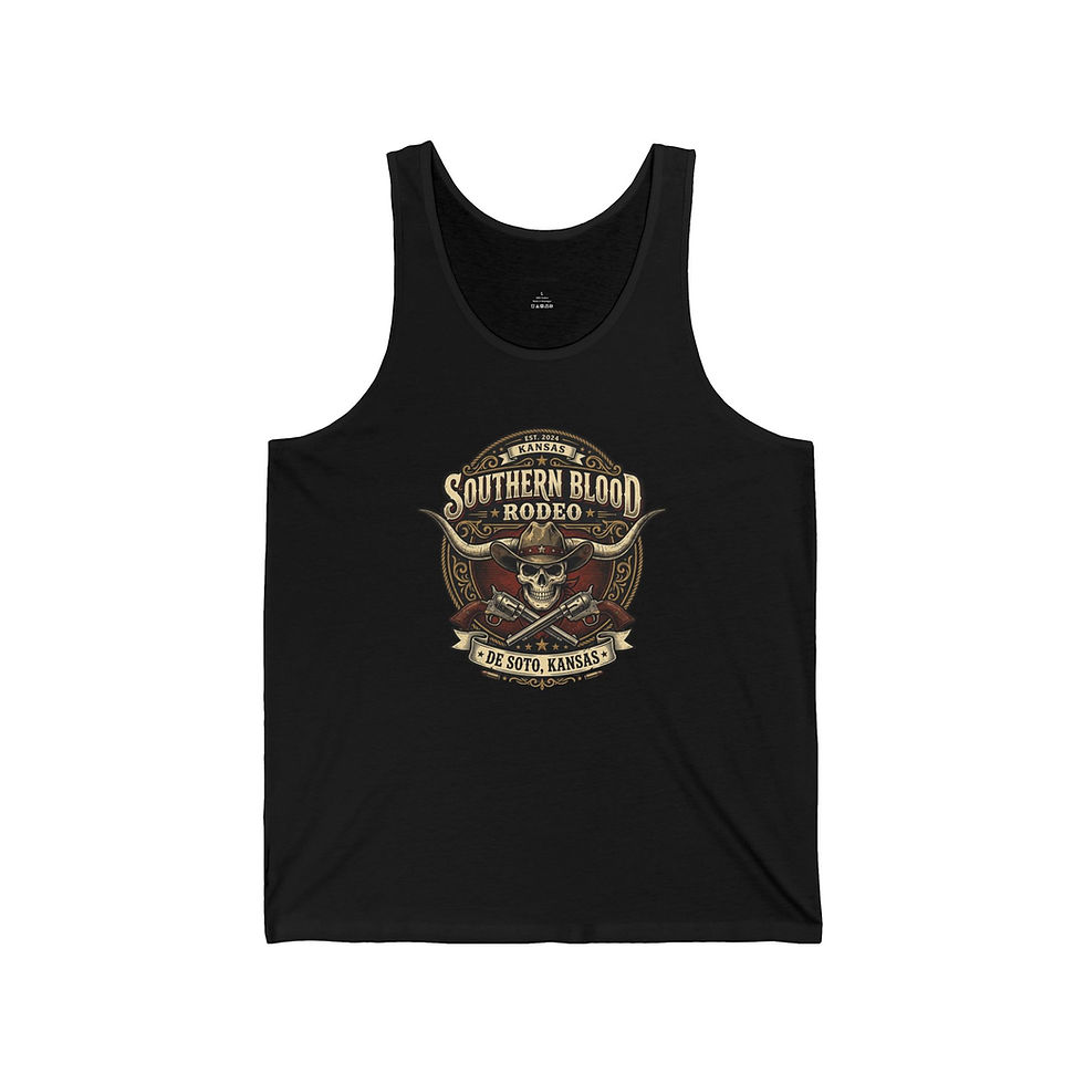 Thumbnail: Southern Blood Rodeo Tank Top – Rustic Bull Skull Rodeo Graphic