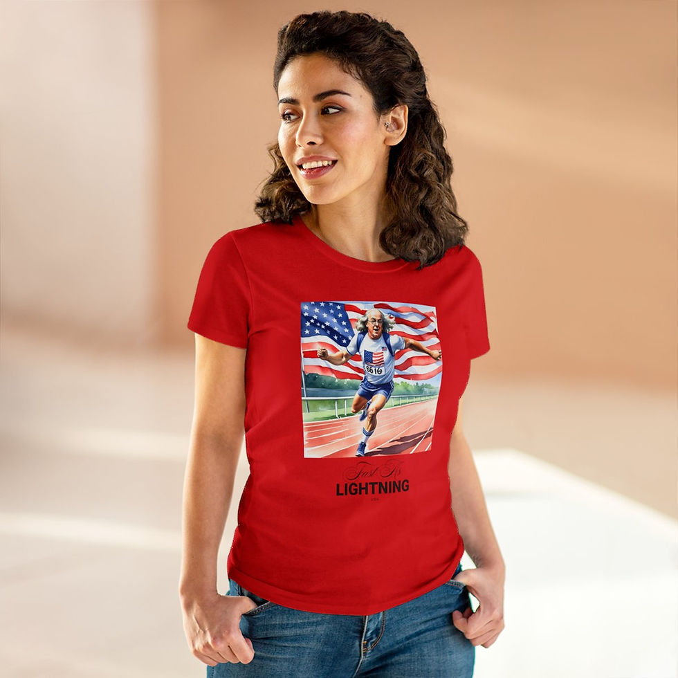 Thumbnail: Fast as Lightning Ben Franklin USA: Women's Midweight Cotton Tee