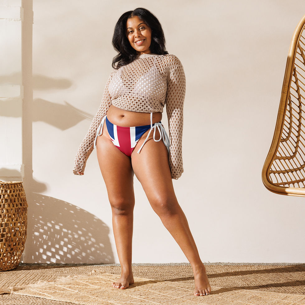 Thumbnail: England: All-over print recycled string bikini bottom