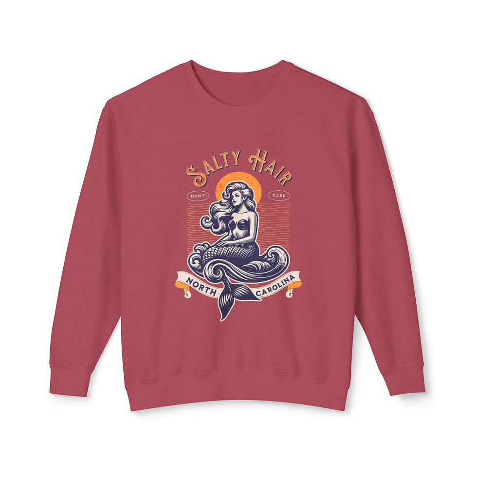 Thumbnail: Salty Hair North Carolina: Unisex Lightweight Crewneck Sweatshirt
