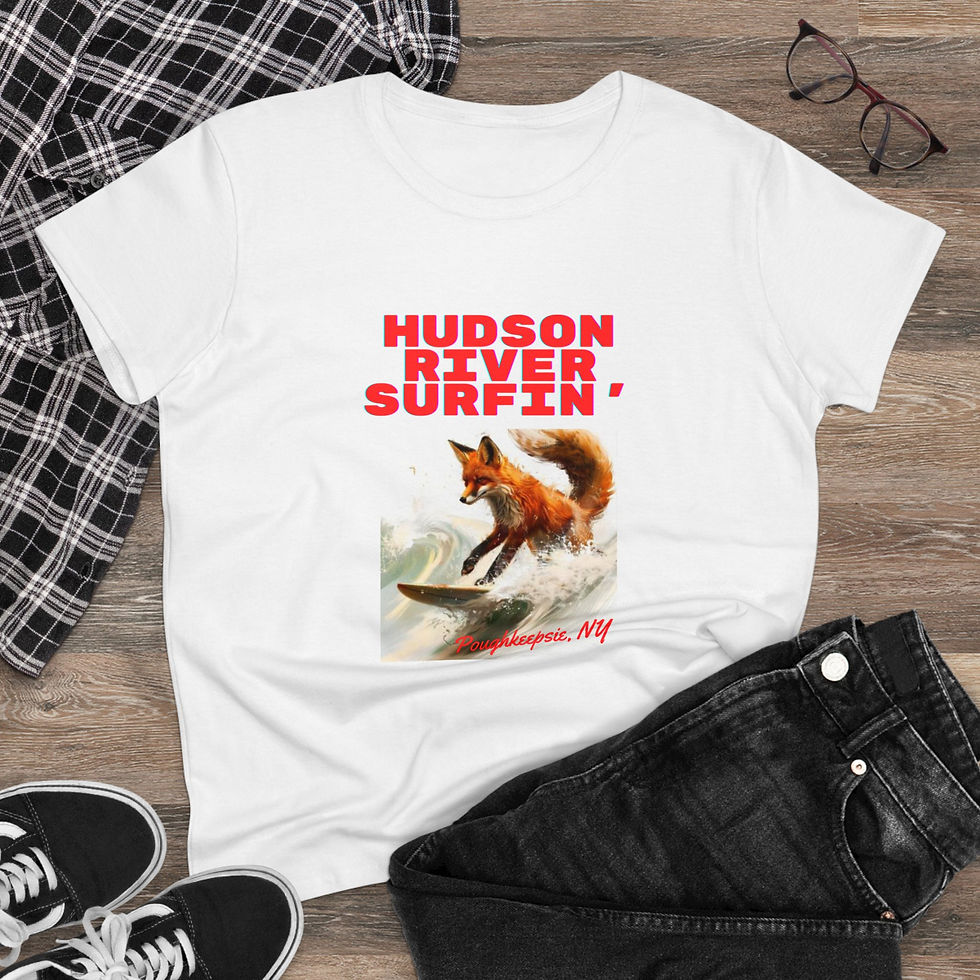 Thumbnail: Hudson River Surfin' New York: Women's Midweight Cotton Tee