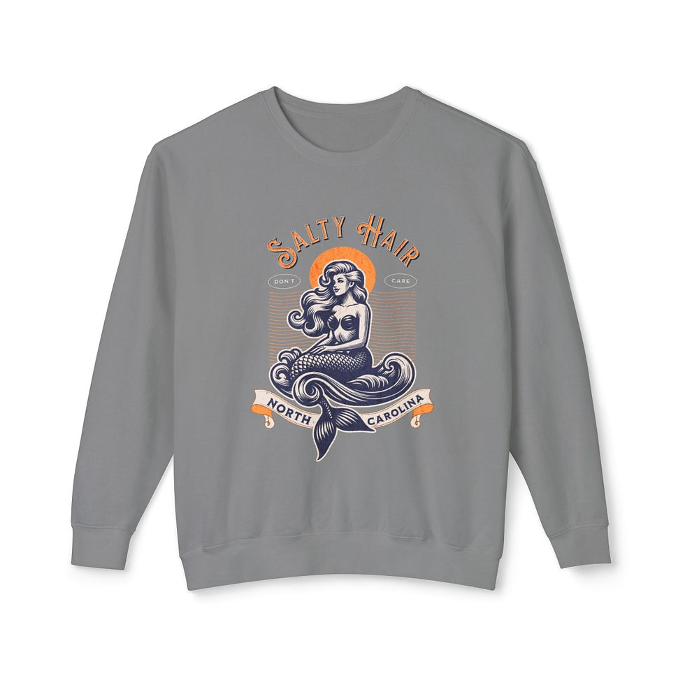 Thumbnail: Salty Hair North Carolina: Unisex Lightweight Crewneck Sweatshirt