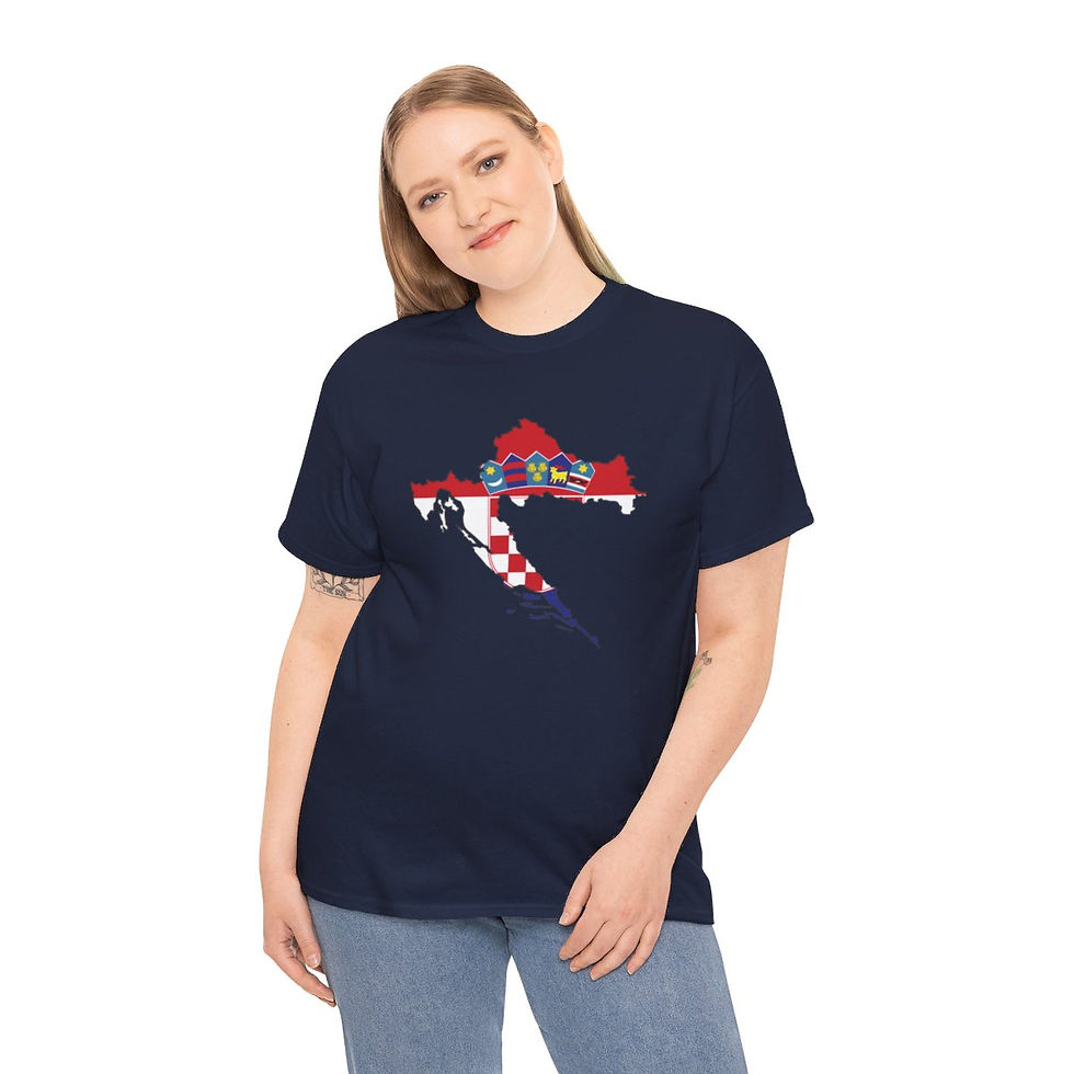Thumbnail: Croatia Map with Flag: Unisex Heavy Cotton Tee