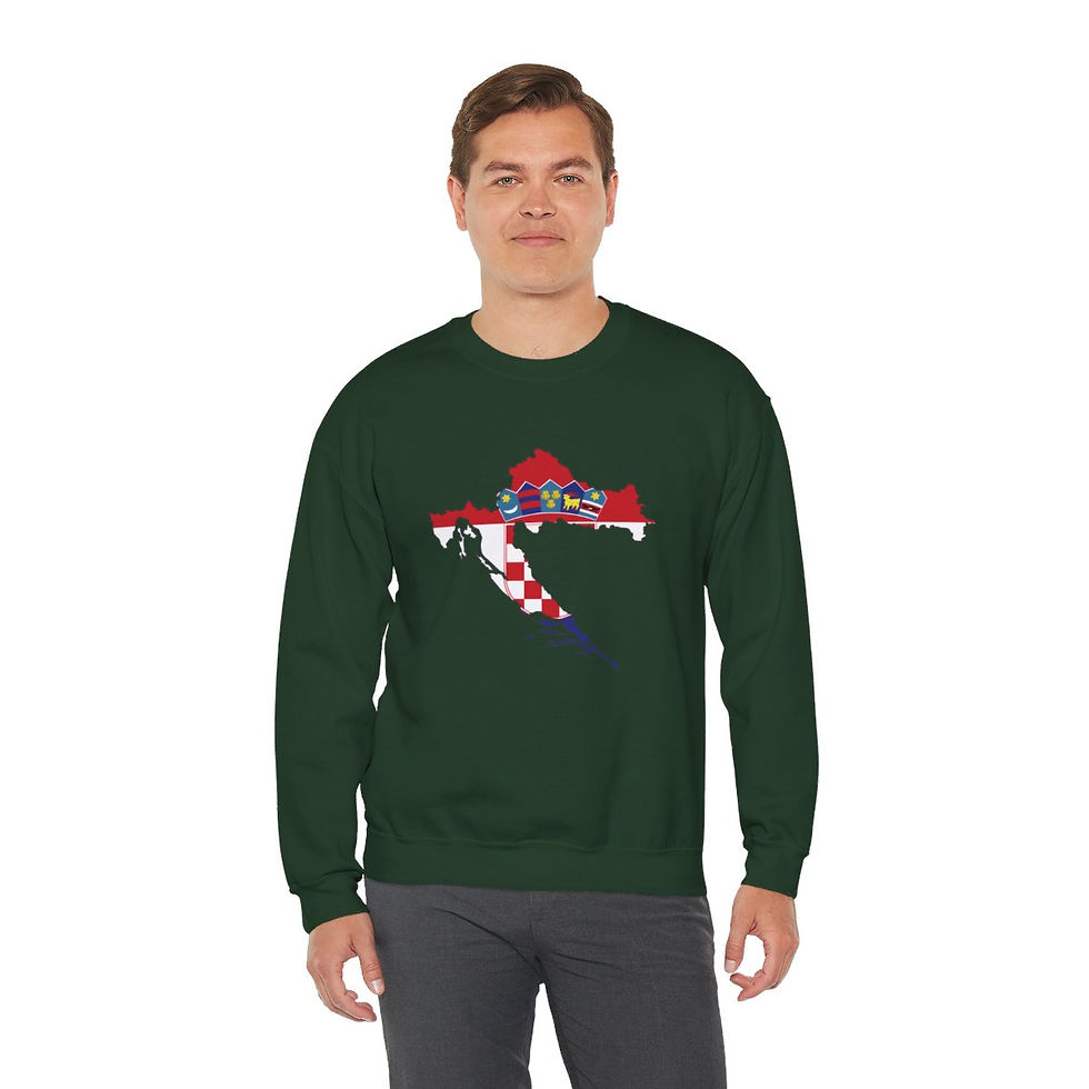 Thumbnail: Croatia Map with Flag: Unisex Heavy Blend™ Crewneck Sweatshirt