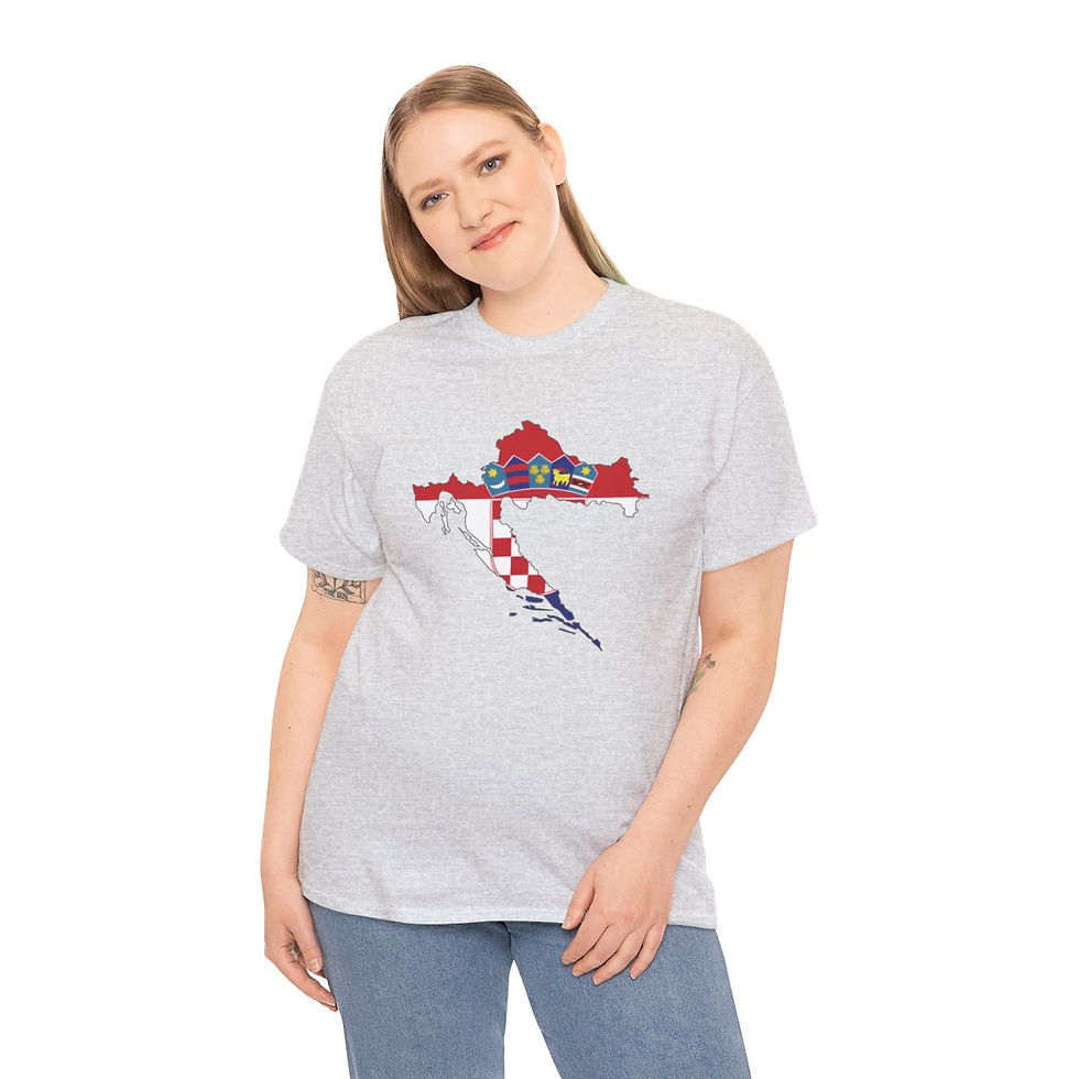 Thumbnail: Croatia Map with Flag: Unisex Heavy Cotton Tee
