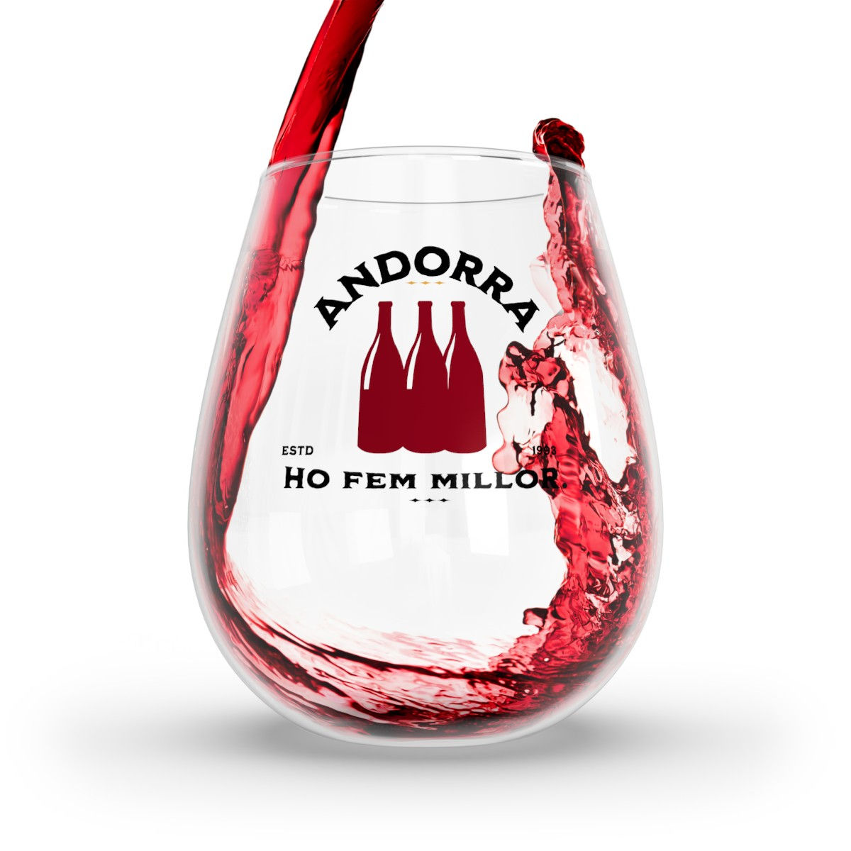 Andorra wine: Stemless Wine Glass, 11.75oz