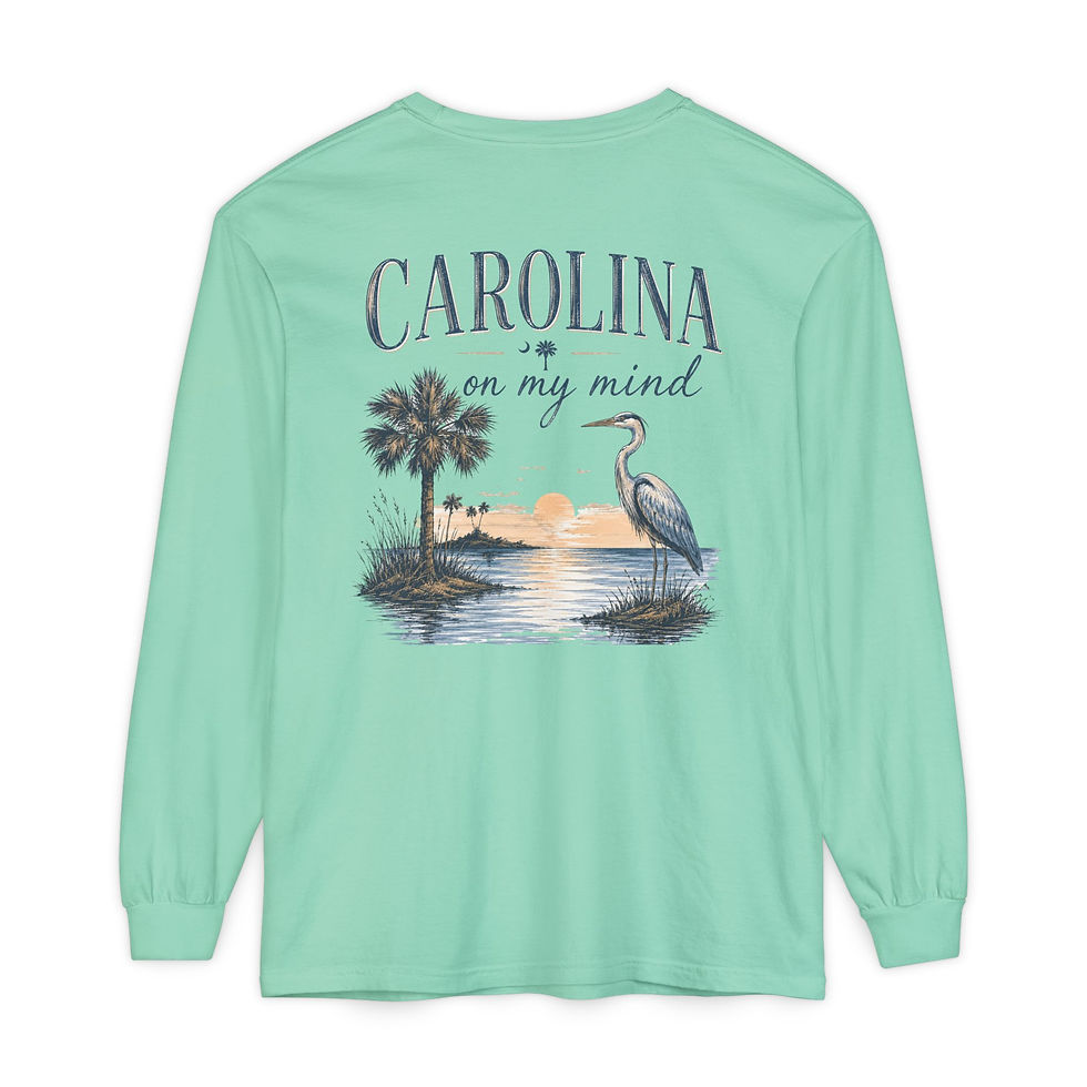 Thumbnail: Carolina On My Mind Long Sleeve Tee — Coastal Heron Sunset Shirt