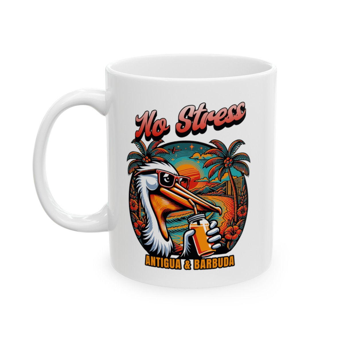 No Stress Antigua: Ceramic Mug, (11oz, 15oz)
