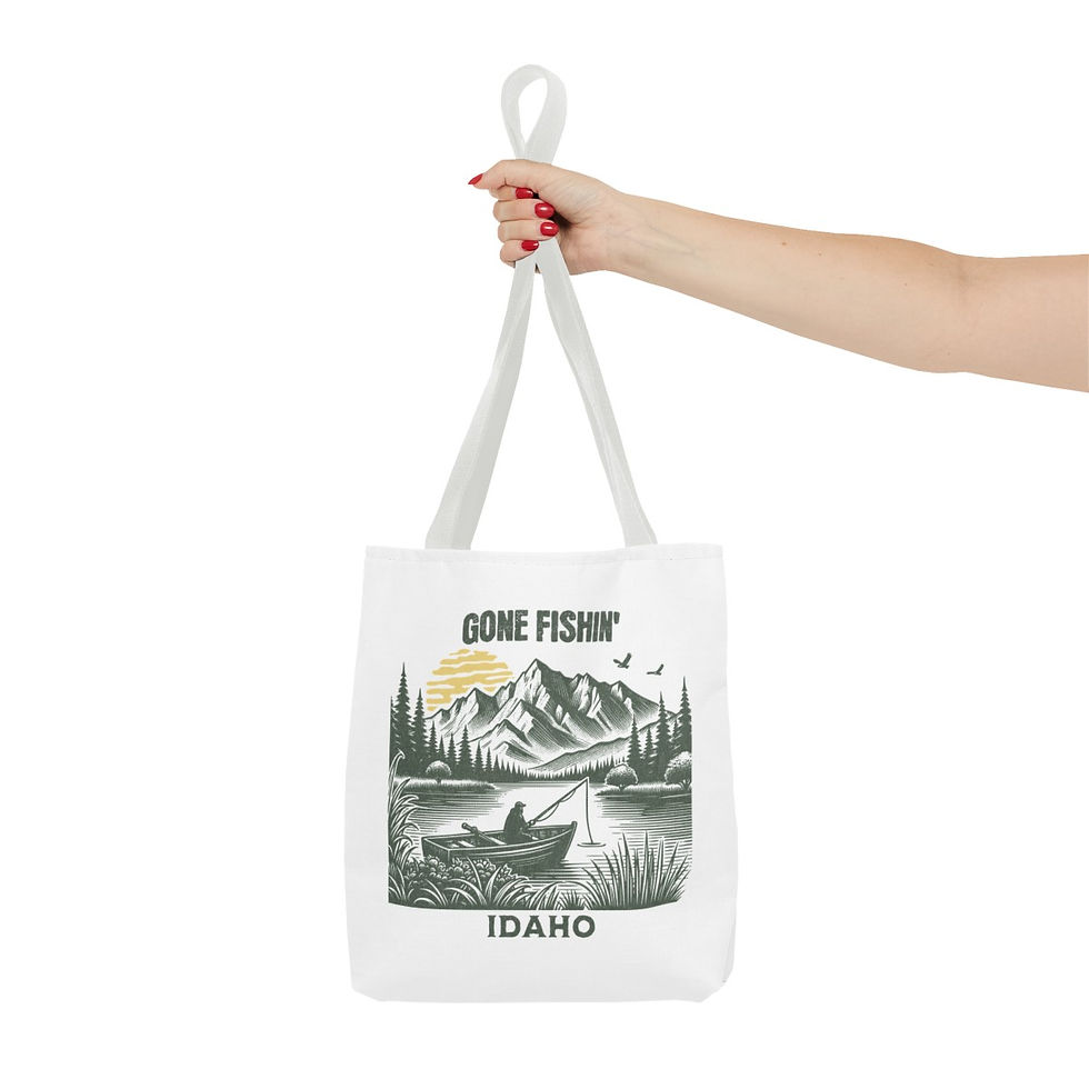 Thumbnail: Gone Fishin Idaho: Tote Bag (AOP)