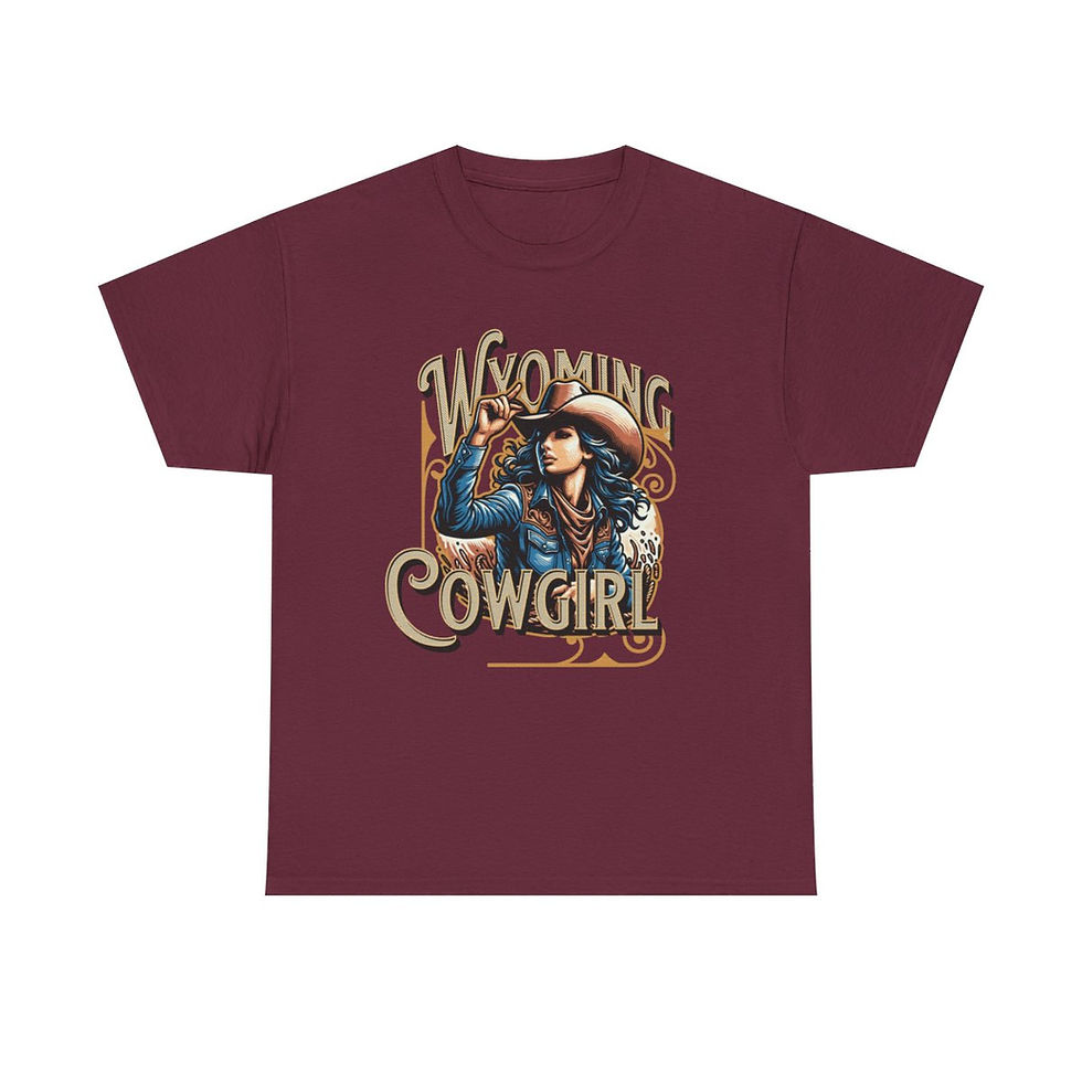 Thumbnail: Wyoming Cowgirl: Unisex Heavy Cotton Tee