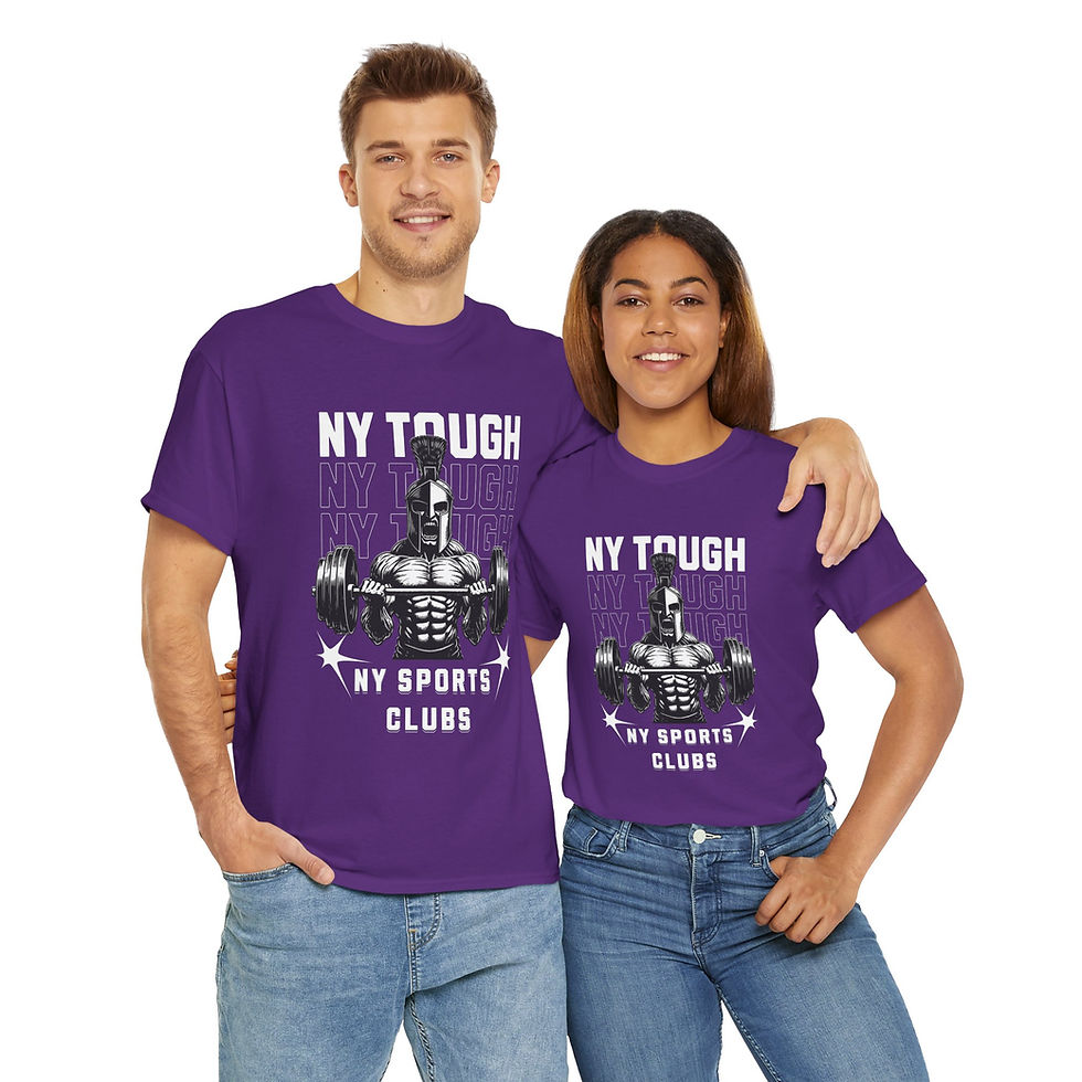 Thumbnail: NY Tough Unisex Heavy Cotton Tee - Fitness Inspired Workout Shirt