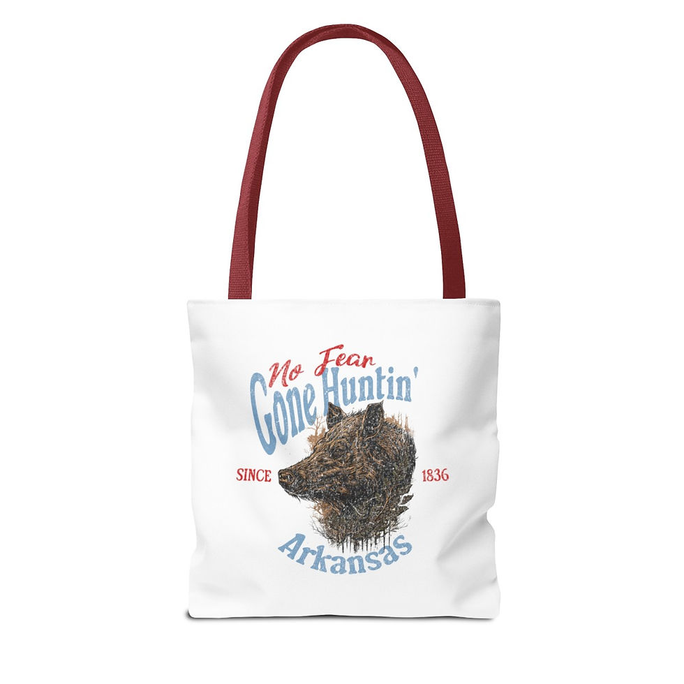 Thumbnail: Gone Huntin Arkansas: Tote Bag (AOP)