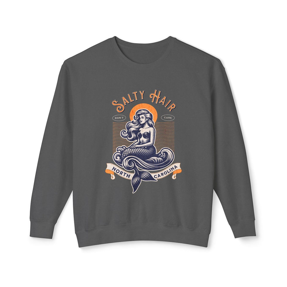 Thumbnail: Salty Hair North Carolina: Unisex Lightweight Crewneck Sweatshirt