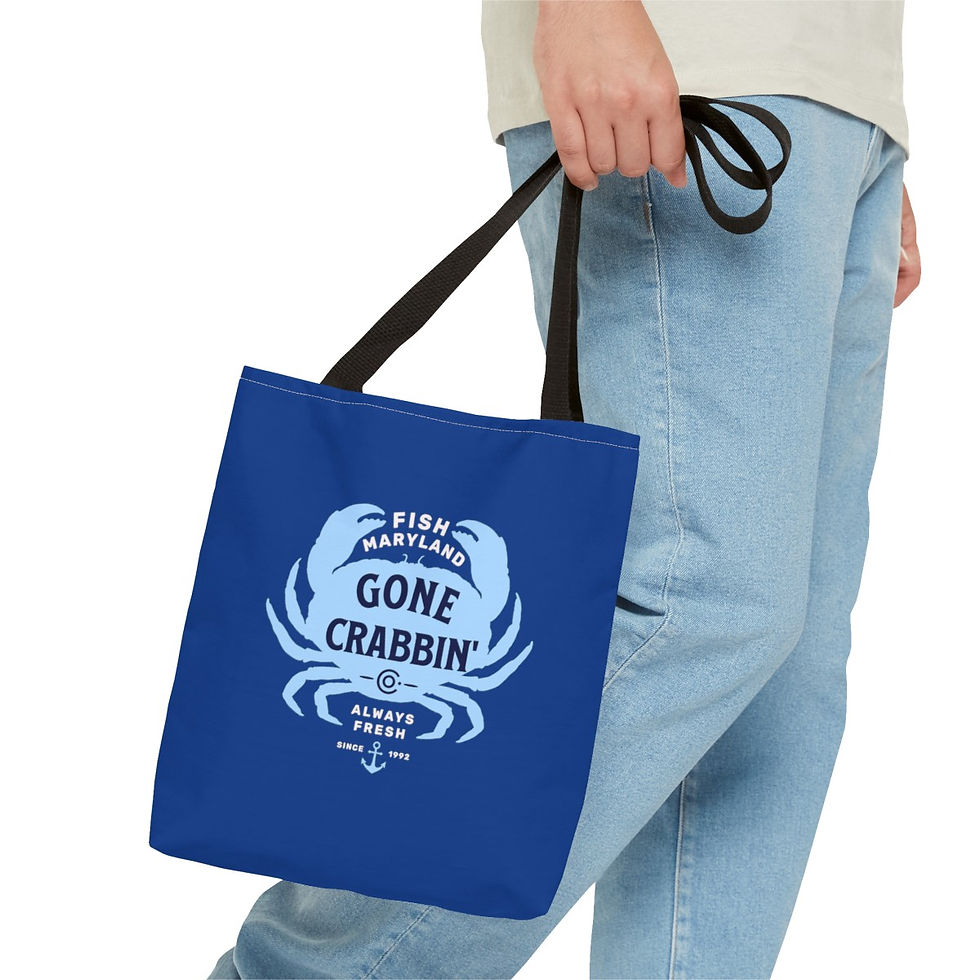 Thumbnail: Gone Crabbin Maryland: Beach Tote Bag (AOP)