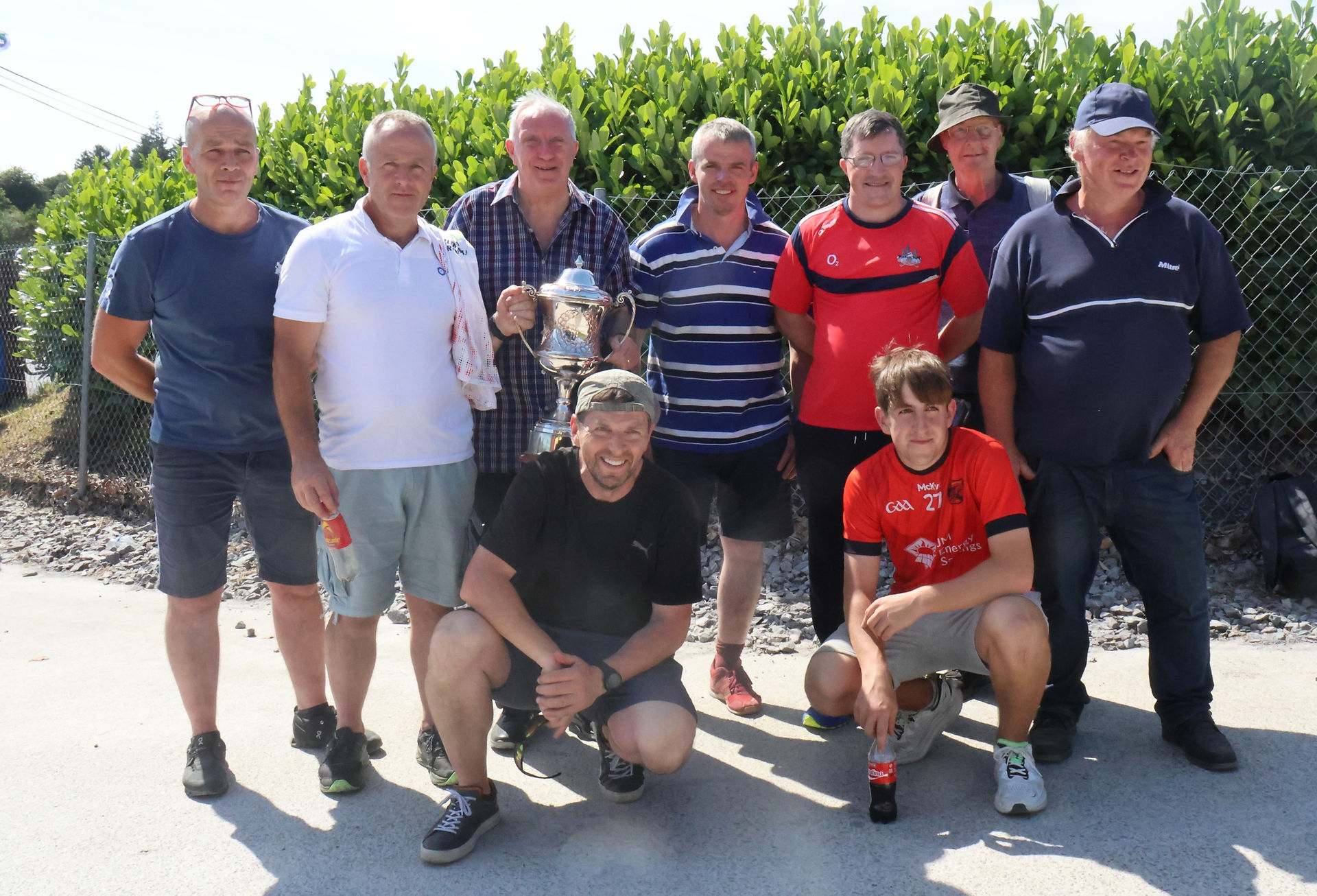 P.J. Cooney with supporters after his all Ireland Veteran win at Castletown