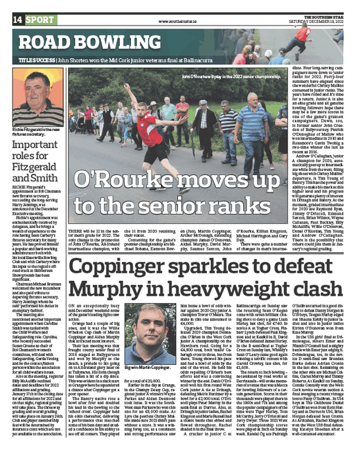 The Southern Star - O' Rourke moves up to the senior ranks 