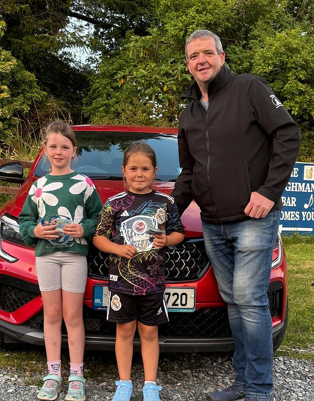 U-8 Finalists @ Ballinagree Siun O'Rourke & Hannah Sexton with Regional Chairman Olan Noonan