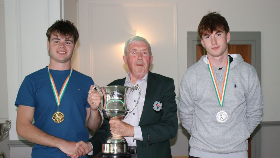 Novice 1 All Ireland Presentation Eoin Hurley Winner & Diarmuid Grimley R-up with Chairman Willie Murphy