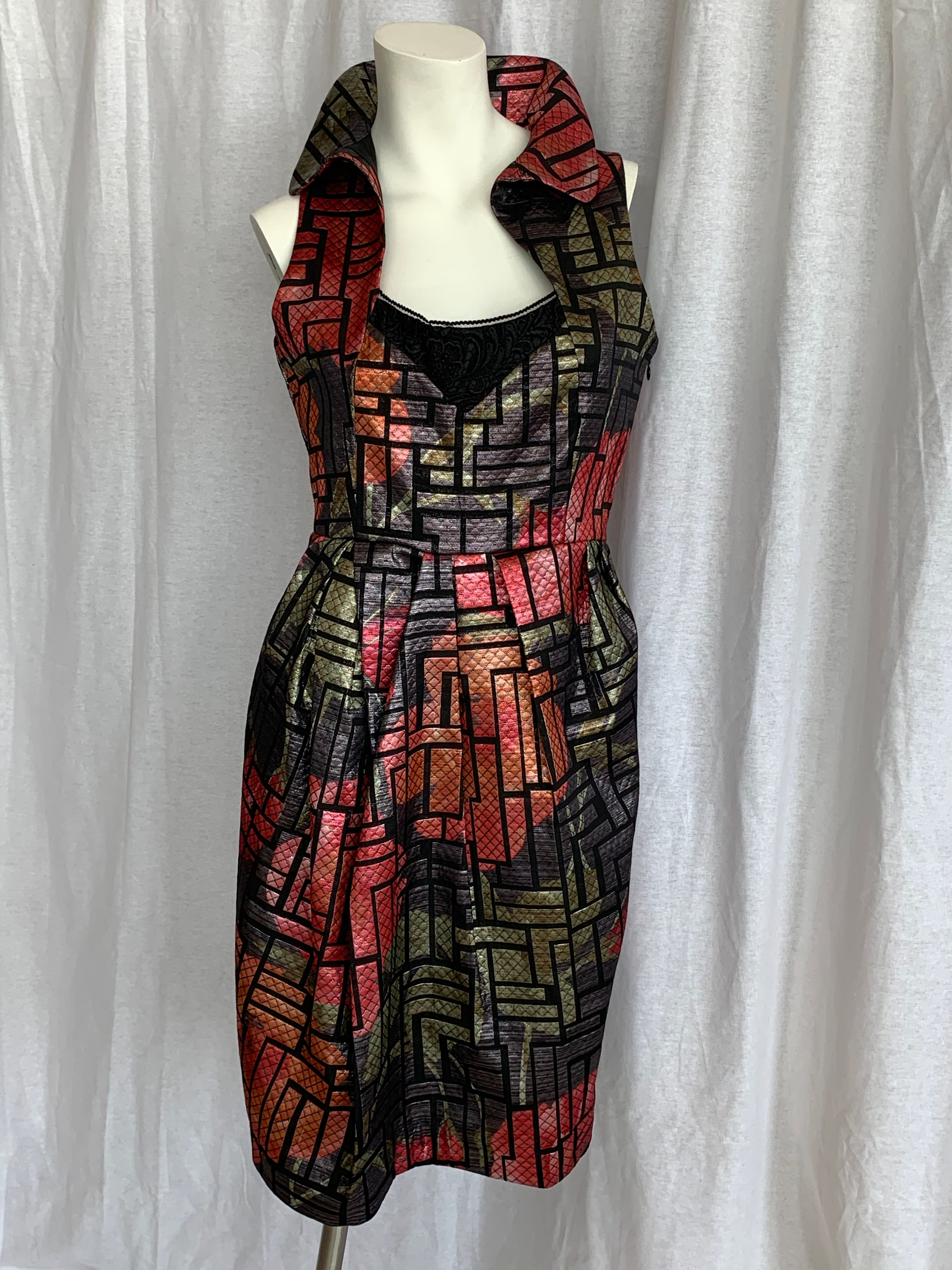 Multi Colour Sleeveless Metalic Dress - Small