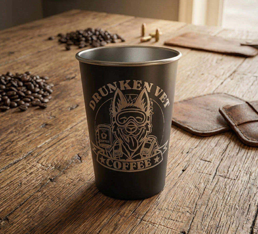 Vaso de acero inoxidable de 473 ml (16 oz) grabado con láser.
