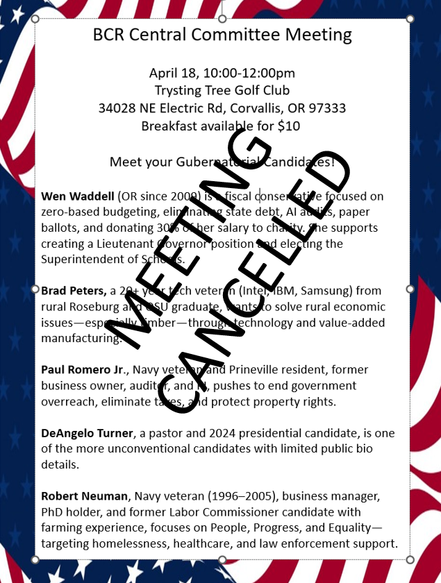 BCR Central Committee Meeting 4/18/26