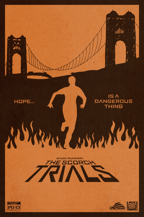 Alternative poster for movie adaptation of James Dashner's novel The Maze Runner: The Scorch Trials. Starring Dylan O'Brien, Thomas Brodie Sangster and Ki Hong Lee.